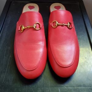 Red Buckle Loafer Mules